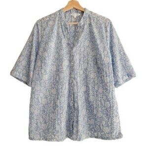 NORTHERN REFLECTION Floral Gingham Check Button Down Shirt Sz XL